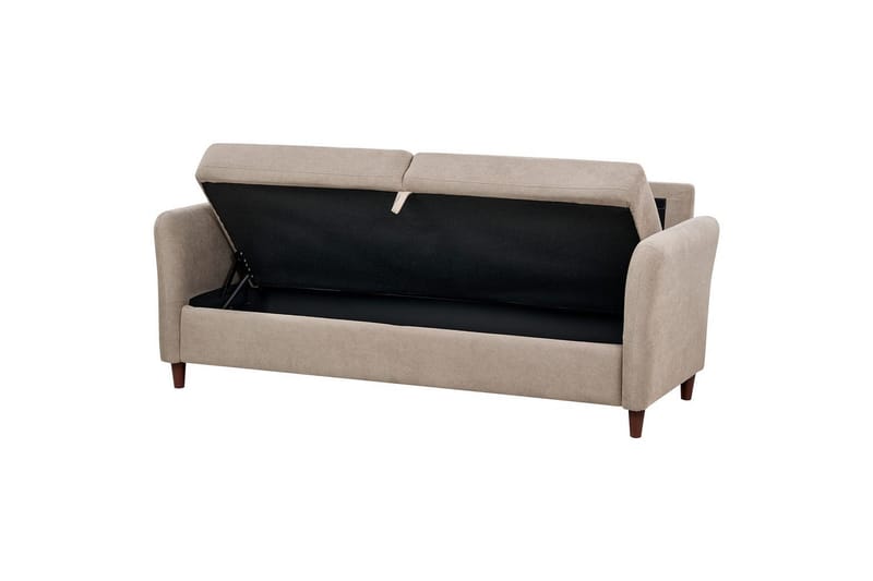 3-sitssoffa Mare Beige, mörkt trä - Beige, mörkt trä - Möbler - Soffa - Bäddsoffa