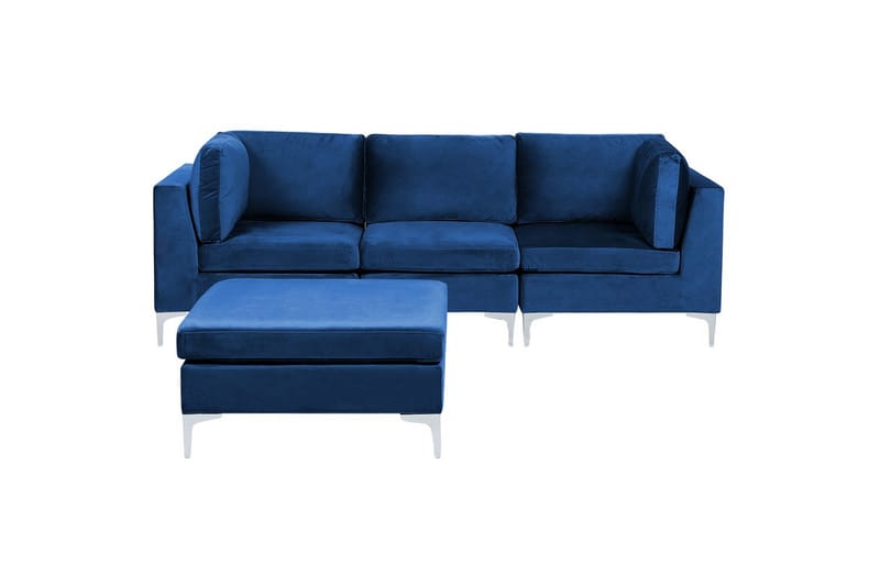 3-sitssoffa med fotpall Evja Blå - Blå - Möbler - Soffa - 3 sits soffa