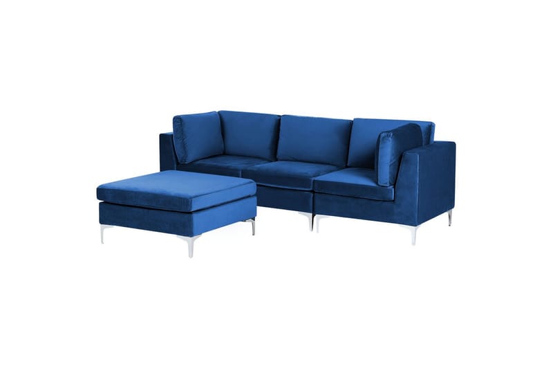3-sitssoffa med fotpall Evja Blå - Blå - Möbler - Soffa - 3 sits soffa
