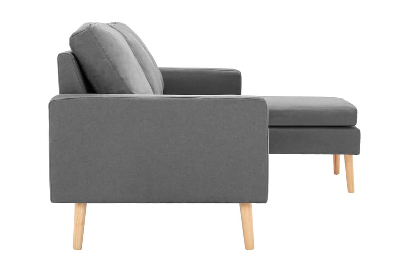 3-sitssoffa med fotpall ljusgrå tyg - Grå - 3 sits soffa