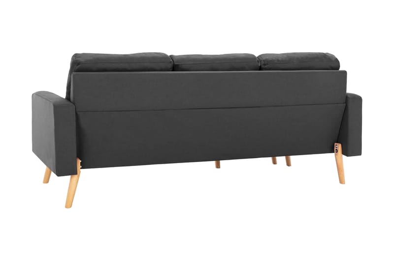 3-sitssoffa med fotpall mörkgrå tyg - Grå - 3 sits soffa