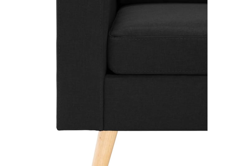 3-sitssoffa med fotpall svart tyg - Svart - 3 sits soffa