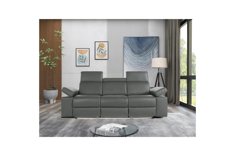 3-sitssoffa Rayland Grå, Läder/PU, Elektrisk vilstol - Grå, Läder/PU, Elektrisk vilstol - Möbler - Soffa - 3 sits soffa