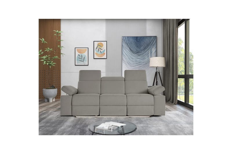 3-sitssoffa Rayland Grå, Sunday tyg, Elektrisk vilstol - Grå, Sunday tyg, Elektrisk vilstol - Möbler - Soffa - 3 sits soffa