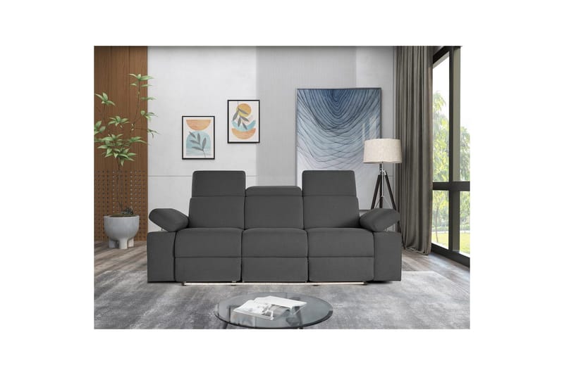 3-sitssoffa Rayland Grå, Sunday tyg, Manuell vilstol - Grå, Sunday tyg, Manuell vilstol - Möbler - Soffa - 3 sits soffa