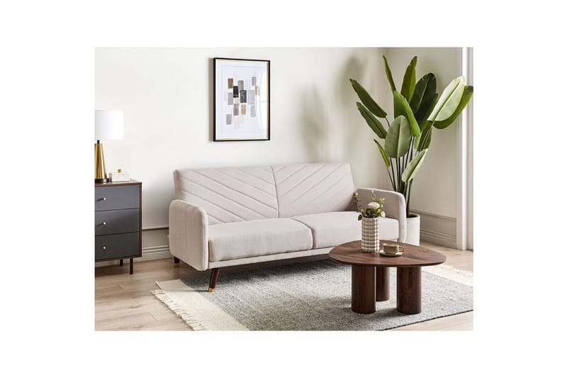 3-sitssoffa Senja Beige, mörkt trä, guld - Beige, mörkt trä, guld - Möbler - Soffa - Bäddsoffa