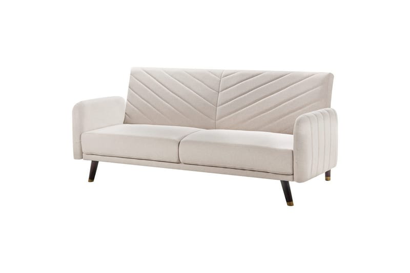 3-sitssoffa Senja Beige, mörkt trä, guld - Beige, mörkt trä, guld - Möbler - Soffa - Bäddsoffa