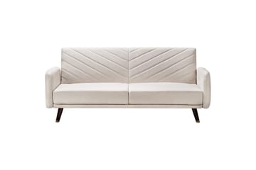 3-sitssoffa Senja Beige, mörkt trä, guld