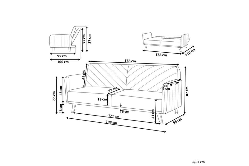 3-sitssoffa Senja Beige, mörkt trä, guld - Beige, mörkt trä, guld - Möbler - Soffa - Bäddsoffa