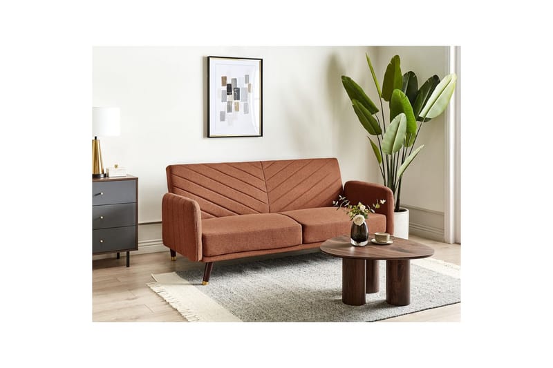 3-sitssoffa Senja Orange, mörkt trä, guld - Orange, mörkt trä, guld - Möbler - Soffa - Bäddsoffa