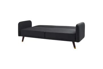 3-sitssoffa Senja Svart, mörkt trä, guld - Svart, mörkt trä, guld - Möbler - Soffa - Bäddsoffa