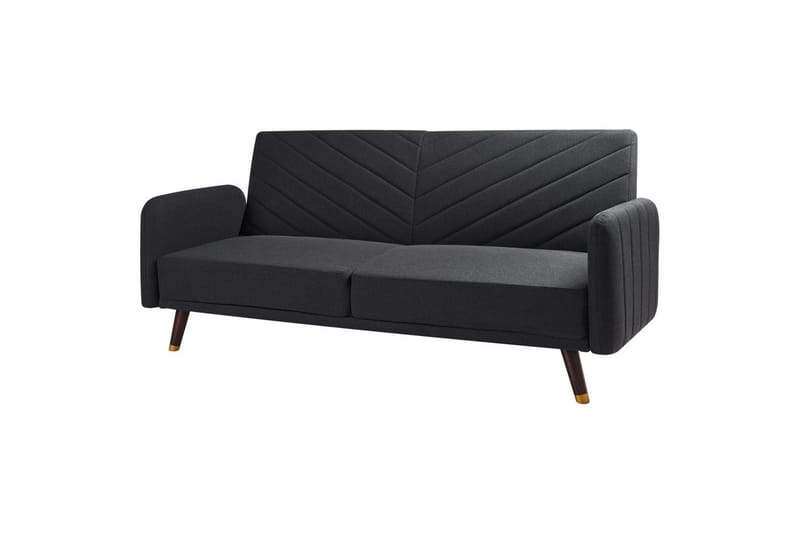 3-sitssoffa Senja Svart, mörkt trä, guld - Svart, mörkt trä, guld - Möbler - Soffa - Bäddsoffa
