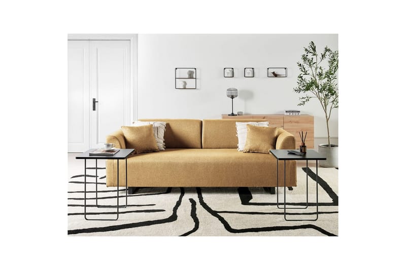 3-sitssoffa Sokna Gul, Svart - Gul, Svart - Möbler - Soffa - 3 sits soffa