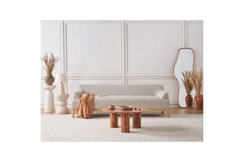 3-sitssoffa Sosjo Beige, ljust trä - Beige, ljust trä - Möbler - Soffa - 3 sits soffa
