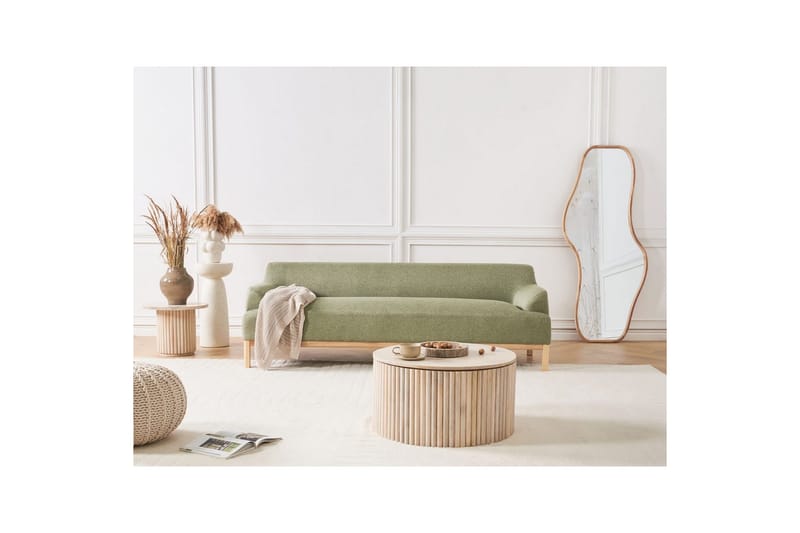 3-sitssoffa Sosjo Grönt, ljust trä - Grönt, ljust trä - Möbler - Soffa - 3 sits soffa