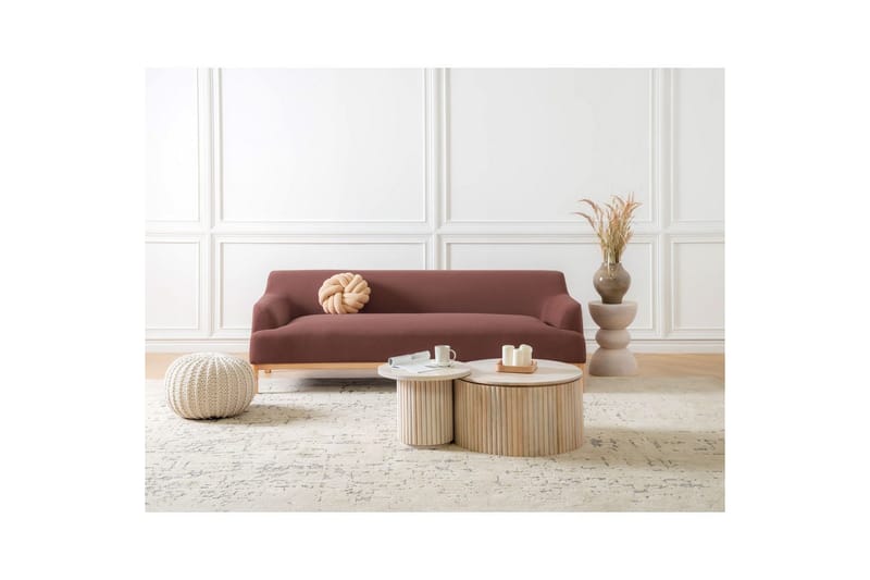 3-sitssoffa Sosjo Rött, ljust trä - Rött, ljust trä - Möbler - Soffa - 3 sits soffa