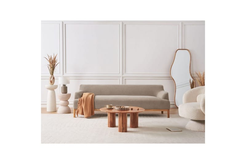 3-sitssoffa Sosjo Taupe, ljust trä - Taupe, ljust trä - Möbler - Soffa - 3 sits soffa