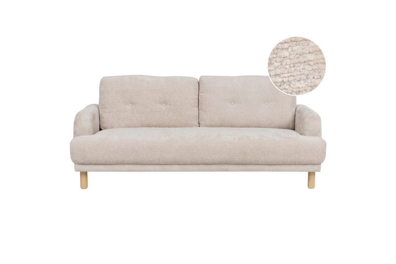3-sitssoffa Tuve Beige, ljust trä, Bouclé - Beige, ljust trä, Bouclé - Möbler - Soffa - 3 sits soffa