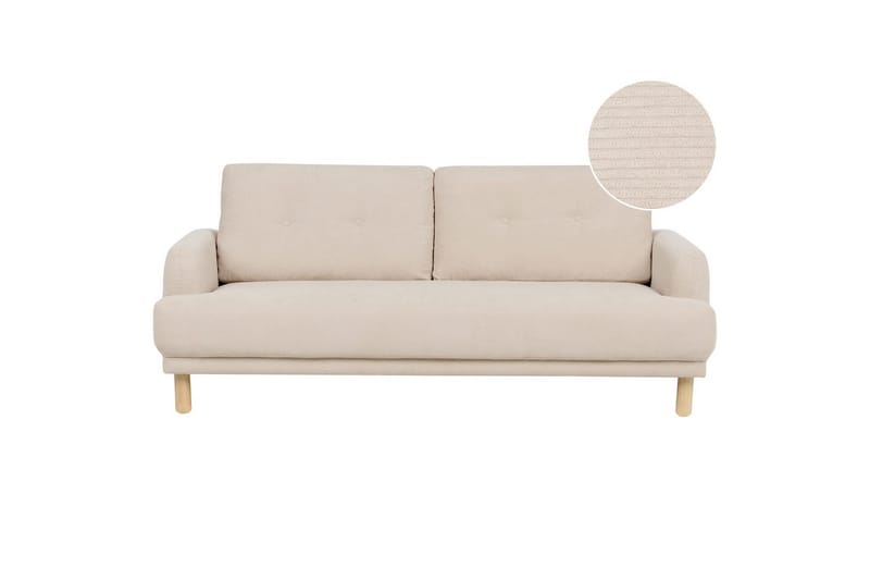 3-sitssoffa Tuve Beige, ljust trä, Manchestertyg - Beige, ljust trä, Manchestertyg - Möbler - Soffa - 3 sits soffa