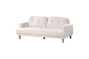 3-sitssoffa Tuve Vit, ljust trä, Bouclé - Vit, ljust trä, Bouclé - Möbler - Soffa - 3 sits soffa