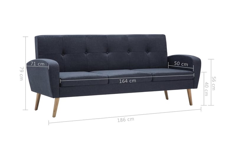 3-sitssoffa tyg mörkgrå - Grå - 3 sits soffa