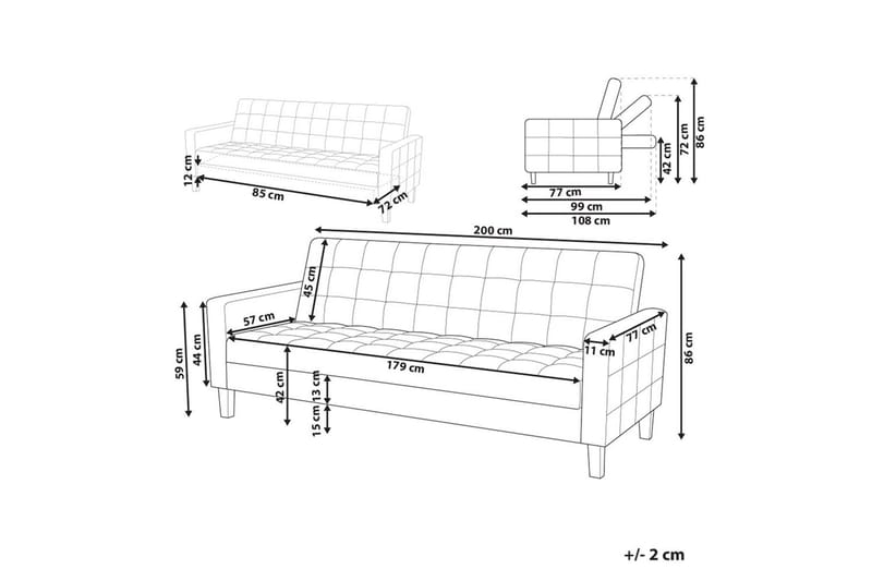 3-sitssoffa Vehkoo Grönt, ljust trä - Grönt, ljust trä - Möbler - Soffa - Bäddsoffa