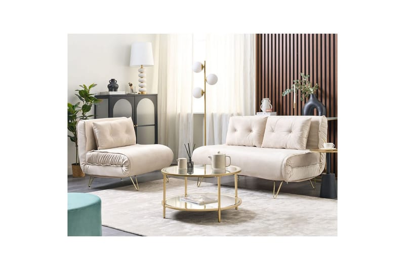 3-sitssoffa Vestfold Beige, guld - Beige, guld - Möbler - Soffa - Bäddsoffa