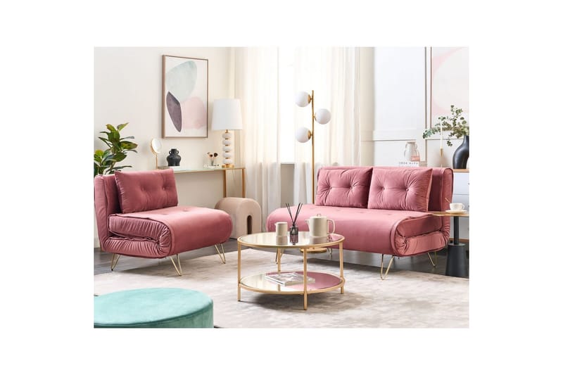 3-sitssoffa Vestfold Rosa, guld - Rosa, guld - Möbler - Soffa - Bäddsoffa