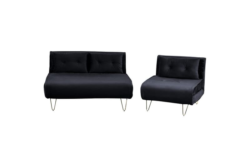 3-sitssoffa Vestfold Svart, guld - Svart, guld - Möbler - Soffa - Bäddsoffa