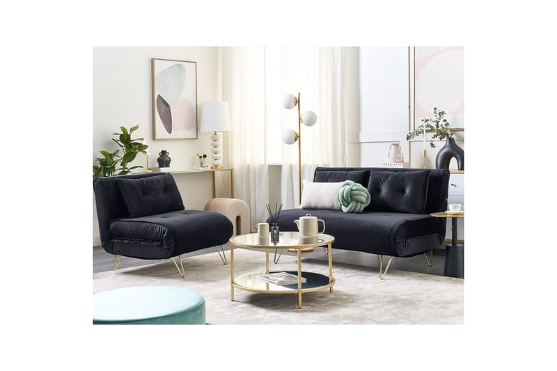 3-sitssoffa Vestfold Svart, guld - Svart, guld - Möbler - Soffa - Bäddsoffa