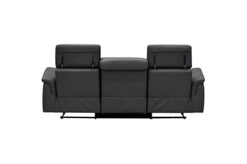 3-sitssoffa Pareli Svart, Läder/PU, Manuell vilstol - Svart, Läder/PU, Manuell vilstol - Möbler - Soffa - 3 sits soffa