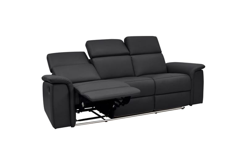 3-sitssoffa Pareli Svart, Läder/PU, Manuell vilstol - Svart, Läder/PU, Manuell vilstol - Möbler - Soffa - Biosoffa & reclinersoffa