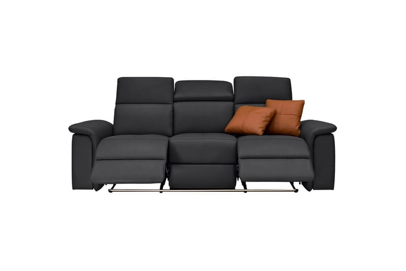3-sitssoffa Pareli Svart, Läder/PU, Manuell vilstol - Svart, Läder/PU, Manuell vilstol - Möbler - Soffa - Biosoffa & reclinersoffa