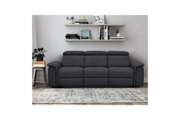 3-sitssoffa Pareli Svart, Läder/PU, Manuell vilstol - Svart, Läder/PU, Manuell vilstol - Möbler - Soffa - 3 sits soffa
