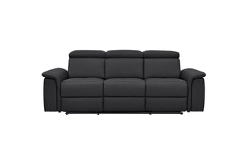 3-sitssoffa Pareli Svart, Läder/PU, Manuell vilstol - Svart, Läder/PU, Manuell vilstol - Möbler - Soffa - 3 sits soffa