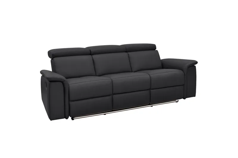 3-sitssoffa Pareli Svart, Läder/PU, Manuell vilstol - Svart, Läder/PU, Manuell vilstol - Möbler - Soffa - 3 sits soffa