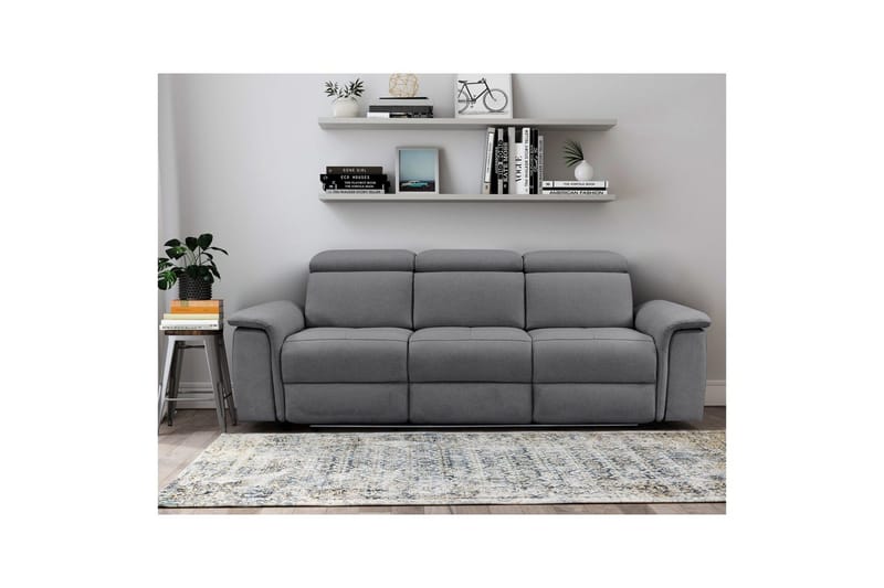 3-sitssoffa Pareli Grå, Sunday tyg, Manuell vilstol - Grå, Sunday tyg, Manuell vilstol - Möbler - Soffa - 3 sits soffa