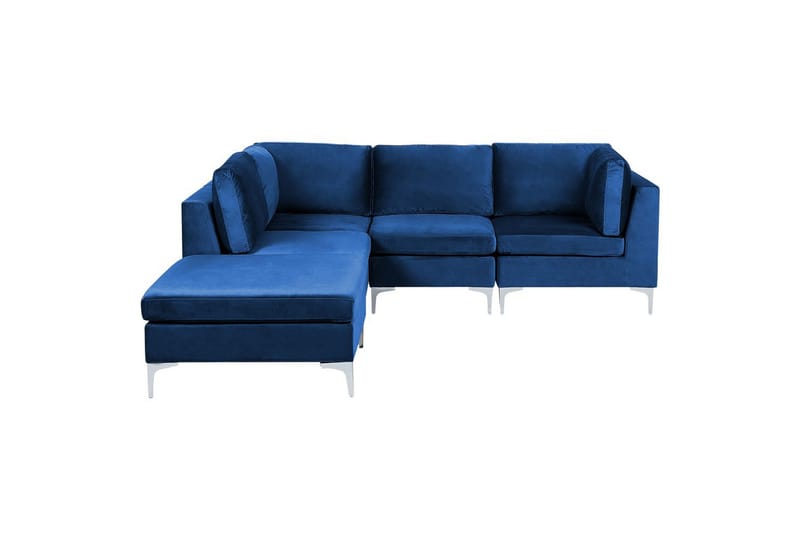 4-sits Hörnsoffa med fotpall Evja Blå - Blå - Möbler - Soffa - Divansoffor & schäslongsoffa