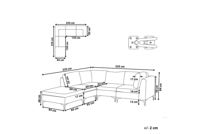 4-sits Hörnsoffa med fotpall Evja Blå - Blå - Möbler - Soffa - Divansoffor & schäslongsoffa
