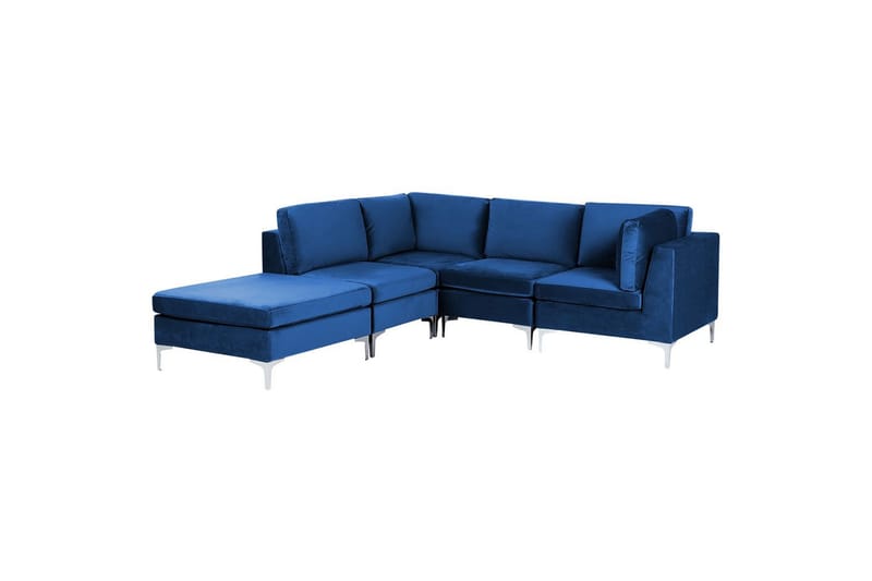 4-sits Hörnsoffa med fotpall Evja Blå - Blå - Möbler - Soffa - Divansoffor & schäslongsoffa
