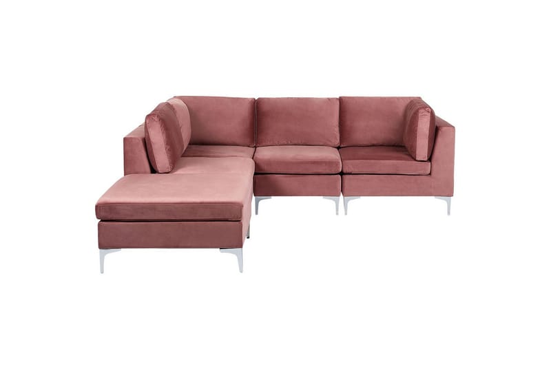 4-sits Hörnsoffa med fotpall Evja Rosa - Rosa - Möbler - Soffa - Divansoffor & schäslongsoffa
