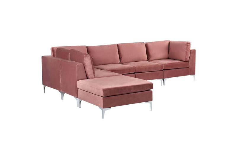 4-sits Hörnsoffa med fotpall Evja Rosa - Rosa - Möbler - Soffa - Divansoffor & schäslongsoffa