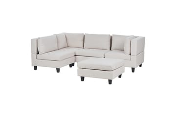 4-sits Hörnsoffa med fotpall Unstad Beige/svart - Beige/svart - Möbler - Soffa - Modulsoffor - Komplett modulsoffa