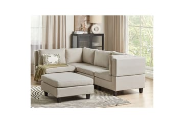 4-sits Hörnsoffa med fotpall Unstad Beige/svart - Beige/svart - Möbler - Soffa - Modulsoffor - Komplett modulsoffa
