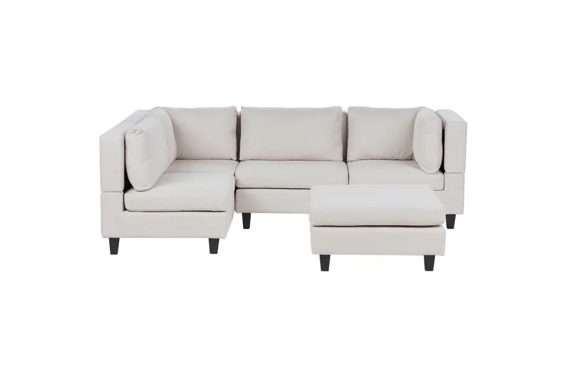 4-sits Hörnsoffa med fotpall Unstad Beige/svart, Beige/svart