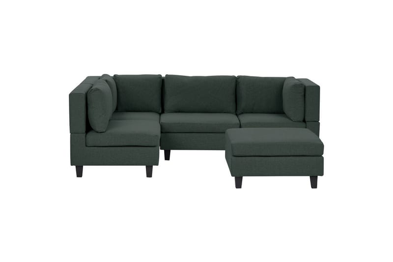 4-sits Hörnsoffa med fotpall Unstad Grön/Svart, Grön/Svart