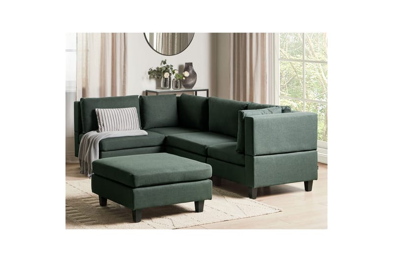 4-sits Hörnsoffa med fotpall Unstad Grön/Svart - Grön/Svart - Möbler - Soffa - Hörnsoffa