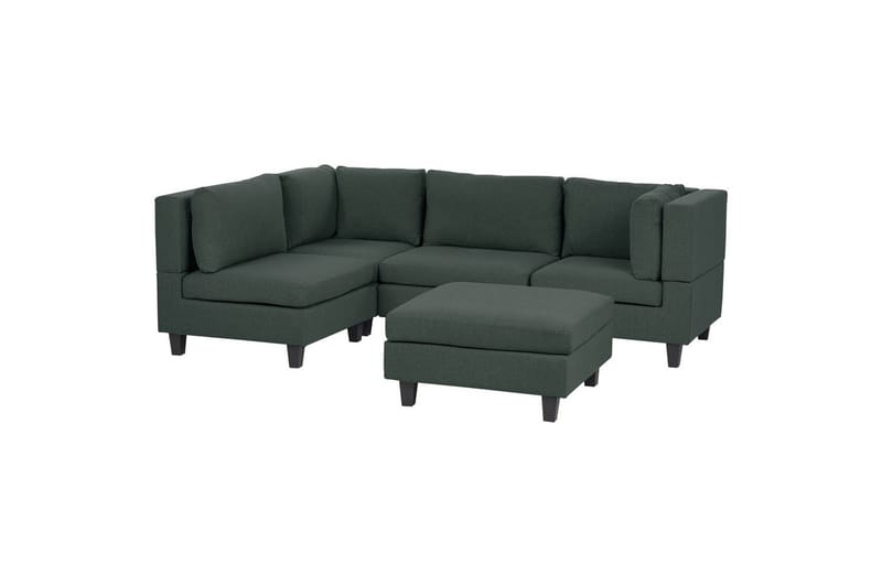 4-sits Hörnsoffa med fotpall Unstad Grön/Svart - Grön/Svart - Möbler - Soffa - Hörnsoffa