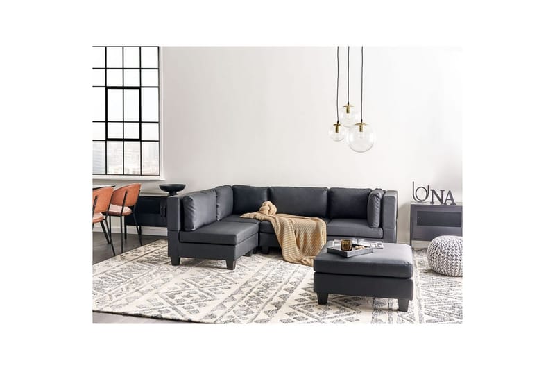 4-sits Hörnsoffa med fotpall Unstad Konstläder - Möbler - Soffa - Skinnsoffor