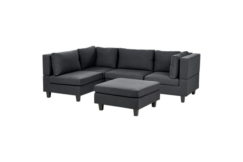 4-sits Hörnsoffa med fotpall Unstad Svart - Svart - Möbler - Soffa - Modulsoffor - Komplett modulsoffa